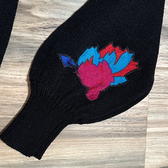 Vintage 80s 90s Michelle Stuart Bold Floral Design Knit Sweater Women’s Size 10 - Picture 7 of 8